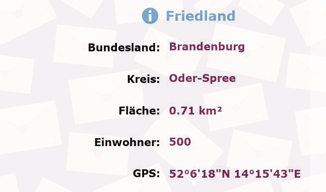 1 Postleitzahl in Friedland, Brandenburg