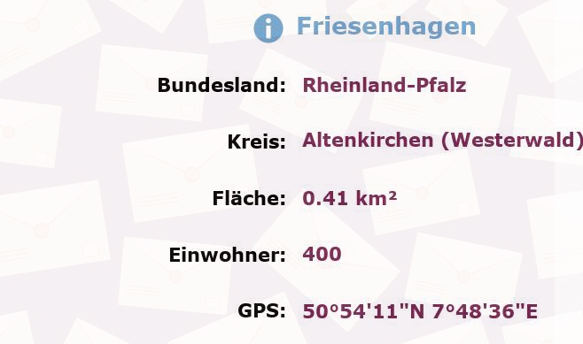 1 Postleitzahl in Friesenhagen, Rheinland-Pfalz