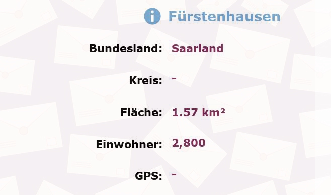 1 Postleitzahl in Fürstenhausen, Saarland