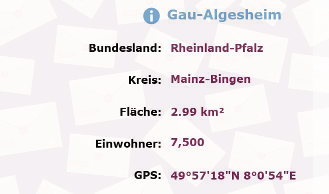 1 Postleitzahl in Gau-Algesheim, Rheinland-Pfalz