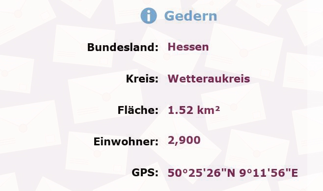 1 Postleitzahl in Gedern, Hessen