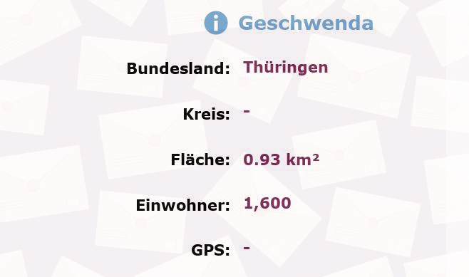 1 Postleitzahl in Geschwenda, Thüringen