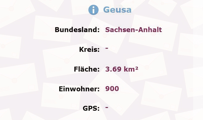 1 Postleitzahl in Geusa, Sachsen-Anhalt