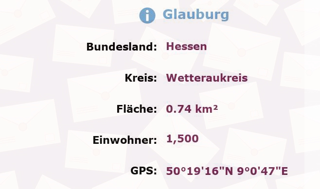 1 Postleitzahl in Glauburg, Hessen