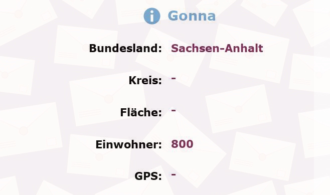 1 Postleitzahl in Gonna, Sachsen-Anhalt