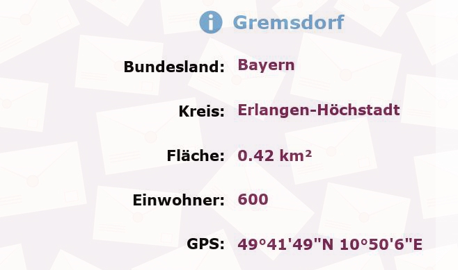 1 Postleitzahl in Gremsdorf, Bayern