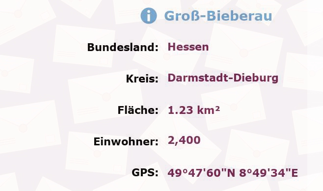 1 Postleitzahl in Groß-Bieberau, Hessen