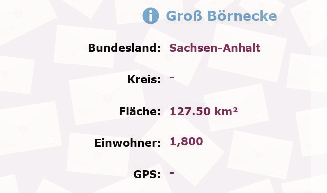 1 Postleitzahl in Groß Börnecke, Sachsen-Anhalt