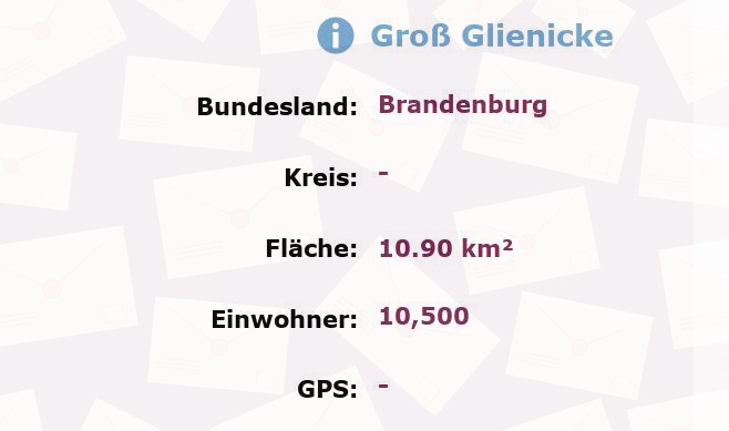 1 Postleitzahl in Groß Glienicke, Brandenburg