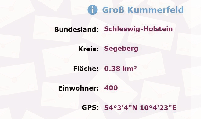 1 Postleitzahl in Groß Kummerfeld, Schleswig-Holstein