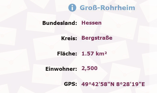 1 Postleitzahl in Groß-Rohrheim, Hessen