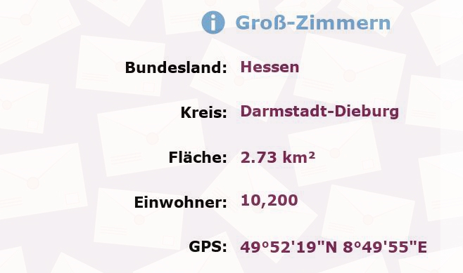 1 Postleitzahl in Groß-Zimmern, Hessen