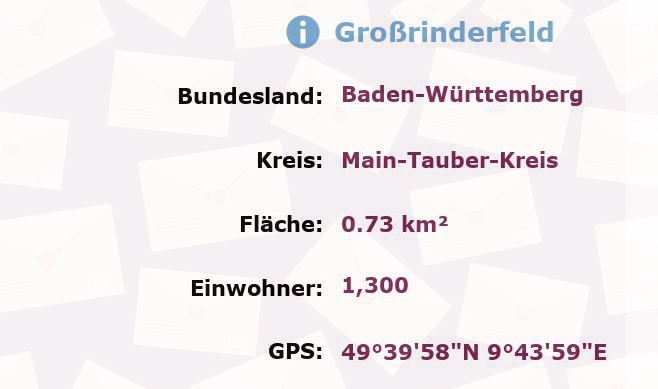 1 Postleitzahl in Großrinderfeld, Baden-Württemberg