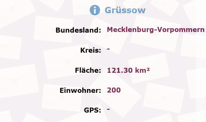 1 Postleitzahl in Grüssow, Mecklenburg-Vorpommern