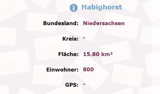 1 Postleitzahl in Habighorst, Niedersachsen