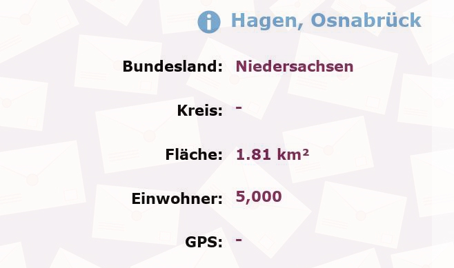 2 Postleitzahlen in Hagen, Osnabrück, Niedersachsen