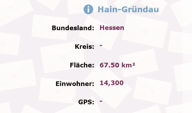 1 Postleitzahl in Hain-Gründau, Hessen