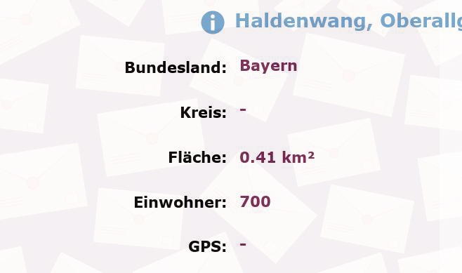 1 Postleitzahl in Haldenwang, Oberallgäu, Bayern