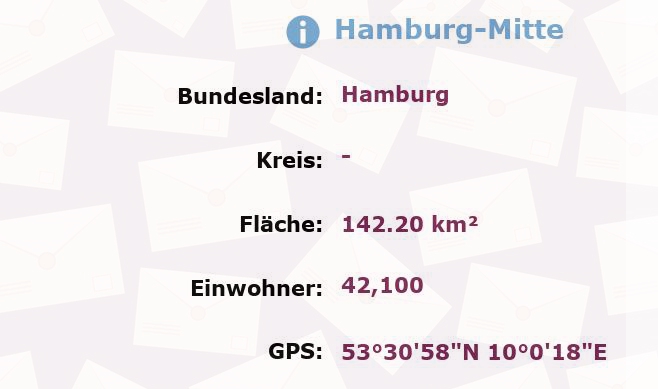 5 Postleitzahlen in Hamburg-Mitte, Hamburg