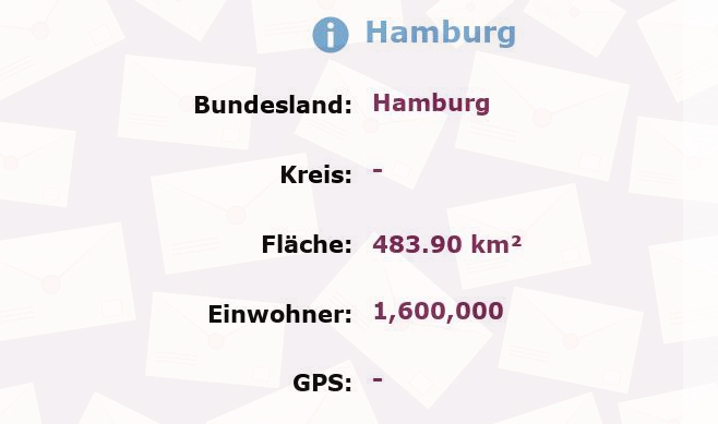 102 Postleitzahlen in Hamburg