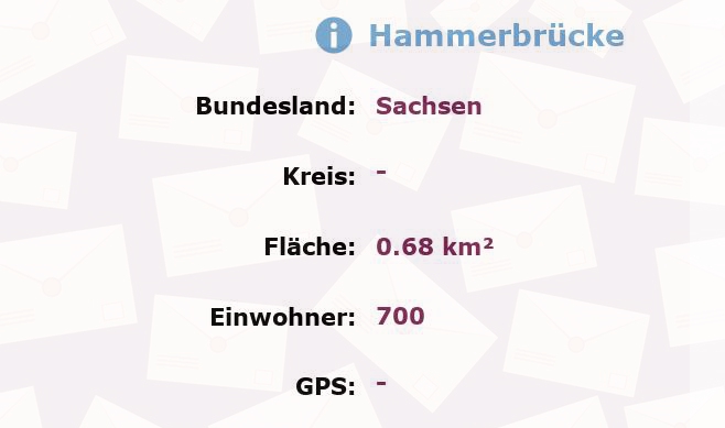 1 Postleitzahl in Hammerbrücke, Sachsen