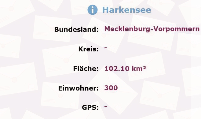 1 Postleitzahl in Harkensee, Mecklenburg-Vorpommern