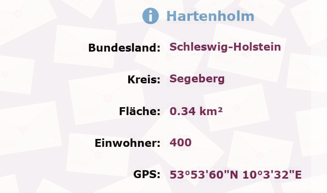 1 Postleitzahl in Hartenholm, Schleswig-Holstein