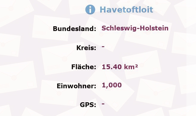 1 Postleitzahl in Havetoftloit, Schleswig-Holstein