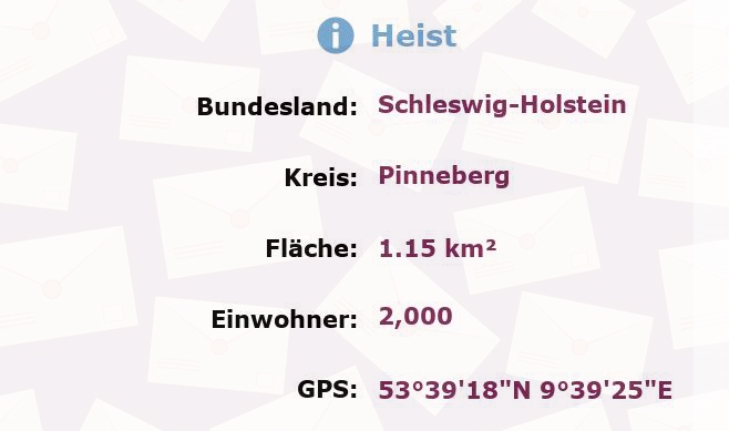 1 Postleitzahl in Heist, Schleswig-Holstein