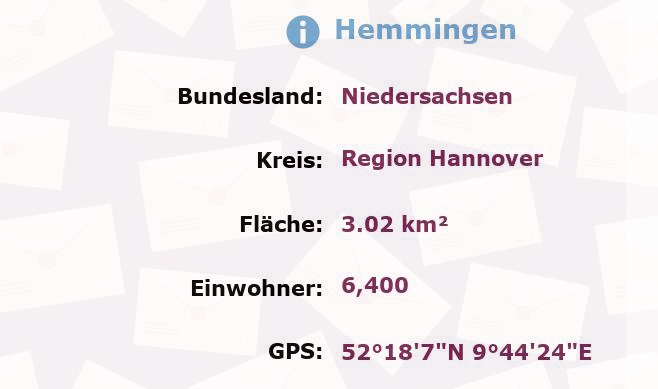 1 Postleitzahl in Hemmingen, Niedersachsen