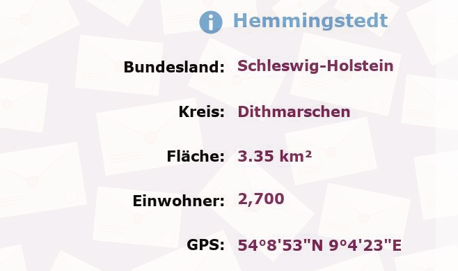 1 Postleitzahl in Hemmingstedt, Schleswig-Holstein