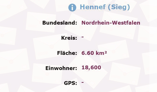 1 Postleitzahl in Hennef (Sieg), Nordrhein-Westfalen