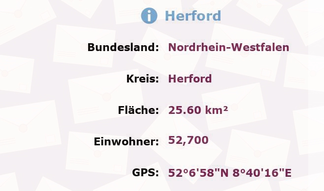 3 Postleitzahlen in Herford, Nordrhein-Westfalen