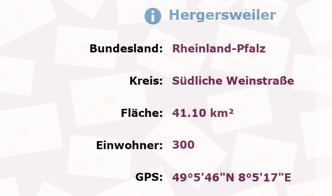 1 Postleitzahl in Hergersweiler, Rheinland-Pfalz