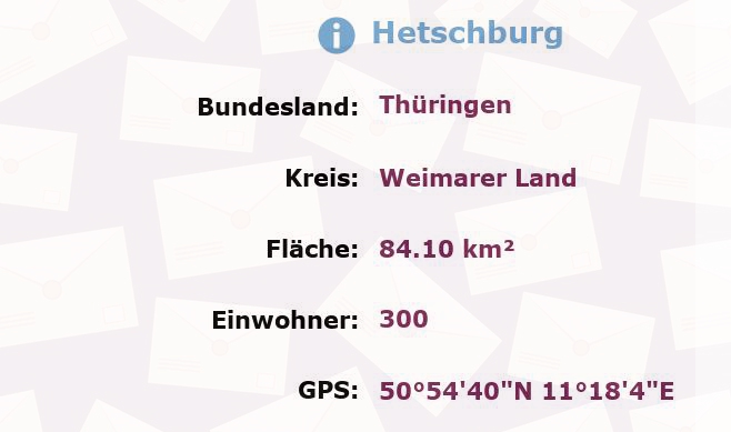 1 Postleitzahl in Hetschburg, Thüringen