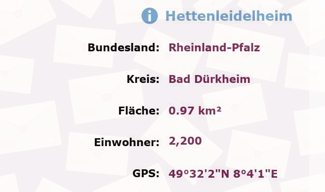 1 Postleitzahl in Hettenleidelheim, Rheinland-Pfalz