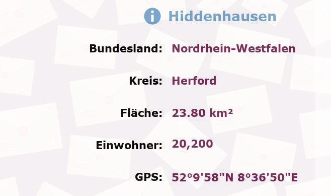 1 Postleitzahl in Hiddenhausen, Nordrhein-Westfalen