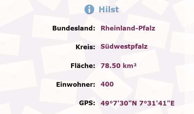 1 Postleitzahl in Hilst, Rheinland-Pfalz