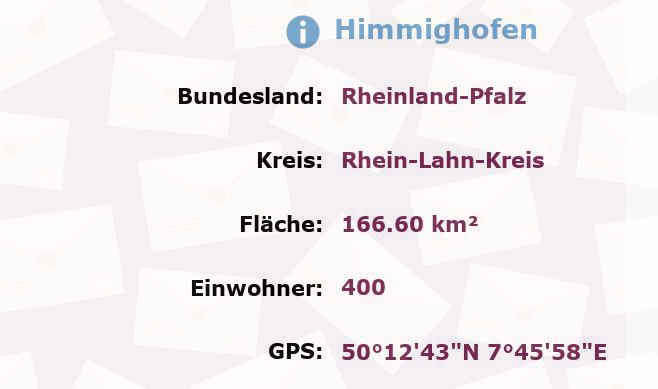 1 Postleitzahl in Himmighofen, Rheinland-Pfalz