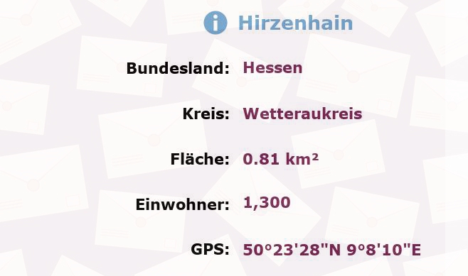 1 Postleitzahl in Hirzenhain, Hessen