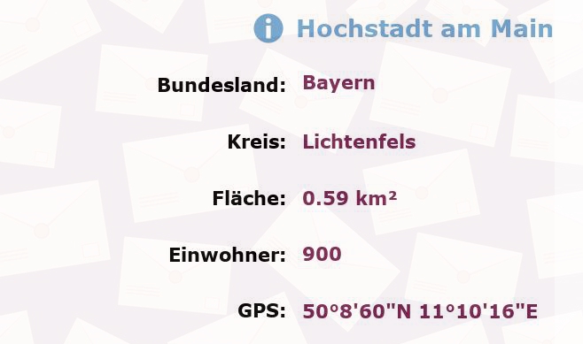 1 Postleitzahl in Hochstadt am Main, Bayern