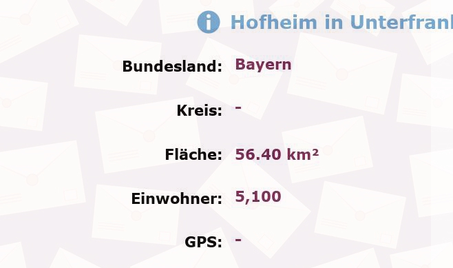 1 Postleitzahl in Hofheim in Unterfranken, Bayern