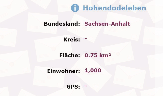 1 Postleitzahl in Hohendodeleben, Sachsen-Anhalt