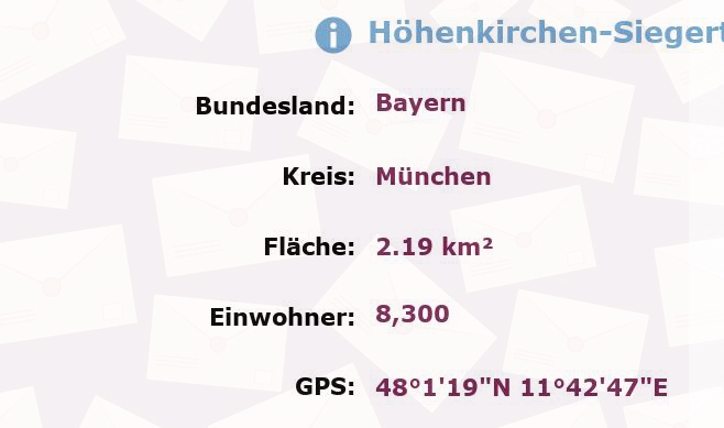 1 Postleitzahl in Höhenkirchen-Siegertsbrunn, Bayern