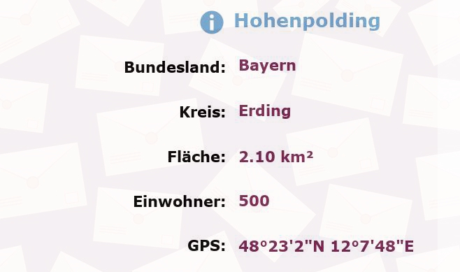 1 Postleitzahl in Hohenpolding, Bayern