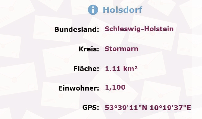 2 Postleitzahlen in Hoisdorf, Schleswig-Holstein