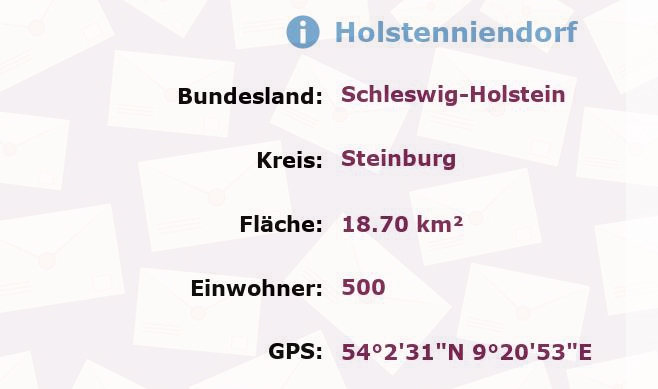 1 Postleitzahl in Holstenniendorf, Schleswig-Holstein