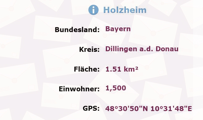 2 Postleitzahlen in Holzheim, Bayern