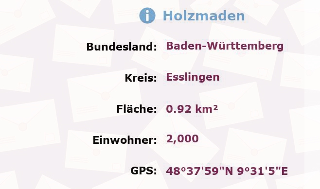 1 Postleitzahl in Holzmaden, Baden-Württemberg