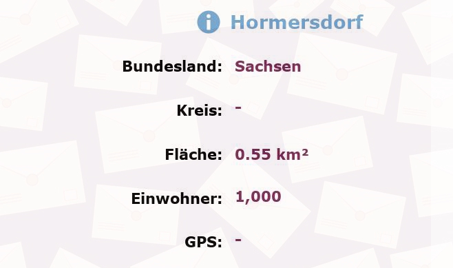 1 Postleitzahl in Hormersdorf, Sachsen